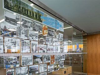 Scanned photographs on display at the library