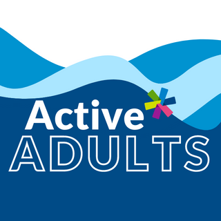 Blue and white active adults graphic with KPL logo.