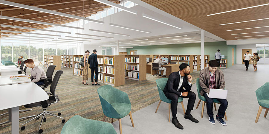 Artist's rendering of the Southwest Library interior